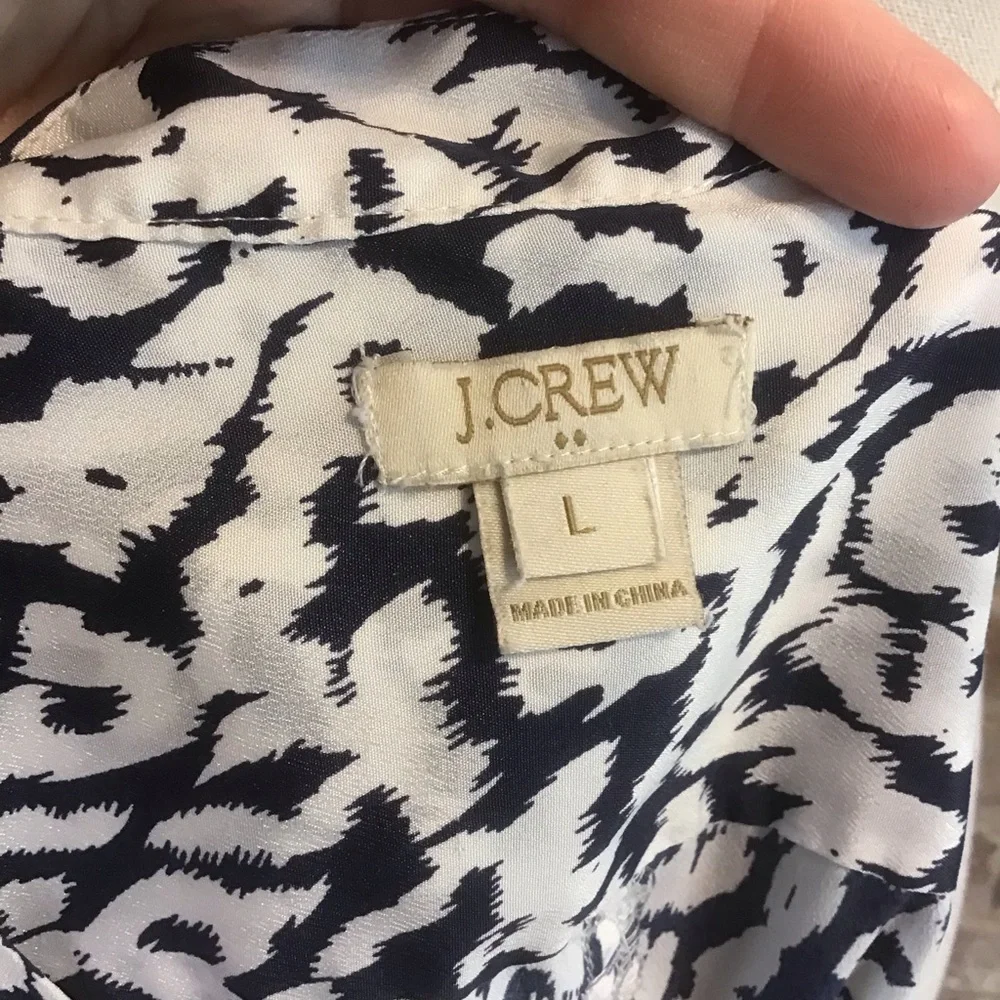 J. CREW Women’s Navy White Leopard Print V-neck Sheath Dress L